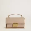 Kleine Venezia-tas in beige leer met gouden details