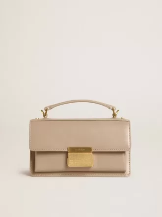 Kleine Venezia-tas in beige leer met gouden details