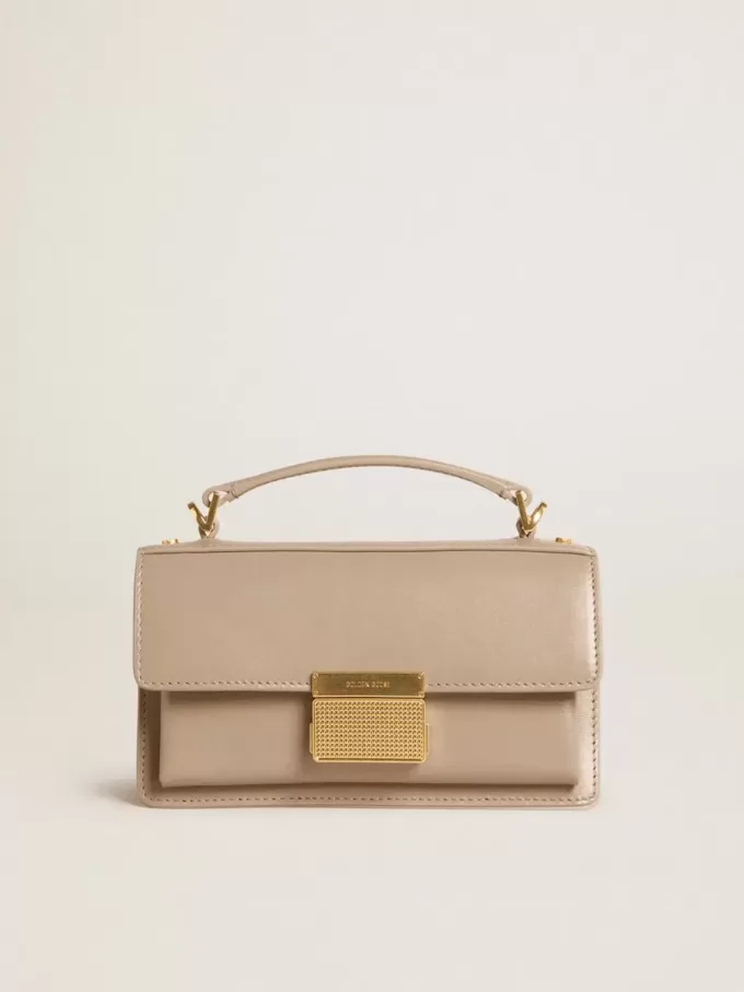 Kleine Venezia-tas in beige leer met gouden details