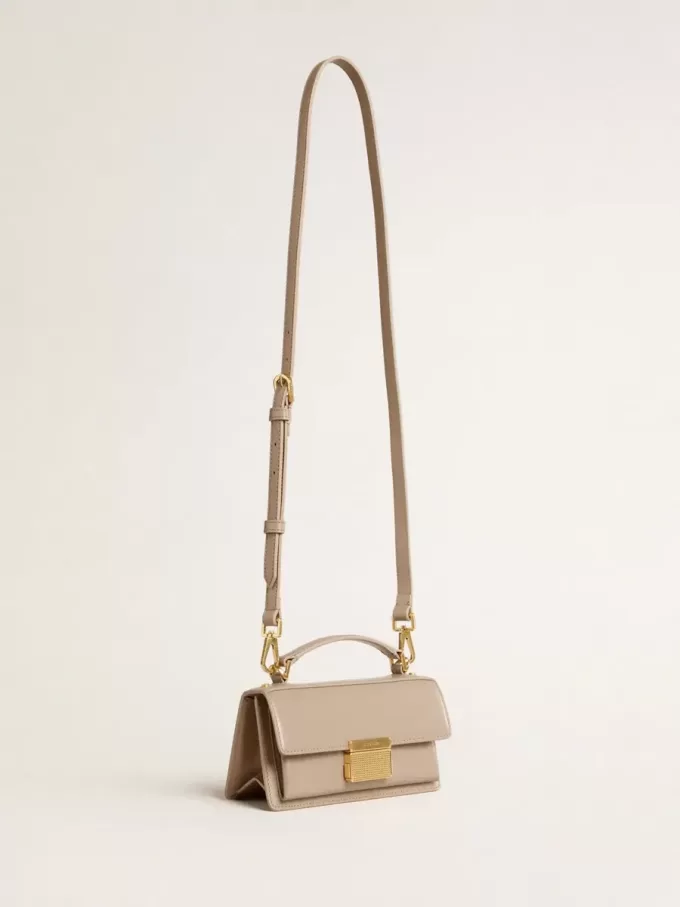Kleine Venezia-tas in beige leer met gouden details