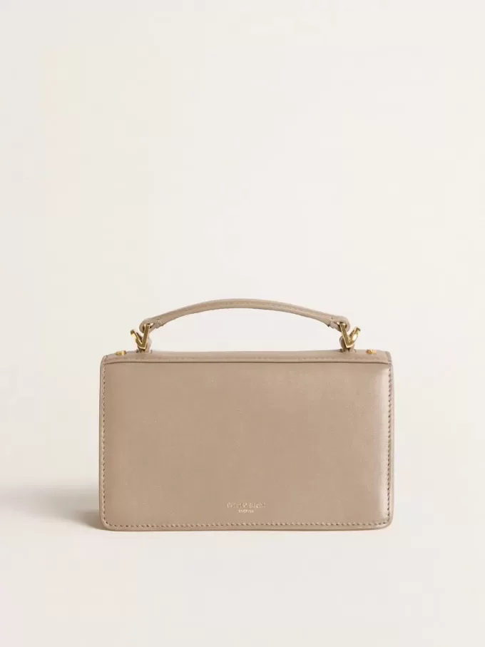 Kleine Venezia-tas in beige leer met gouden details