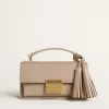 Kleine Venezia-tas in beige leer met gouden details