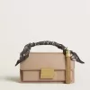 Kleine Venezia-tas in beige leer met gouden details