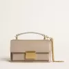 Kleine Venezia-tas in beige leer met gouden details