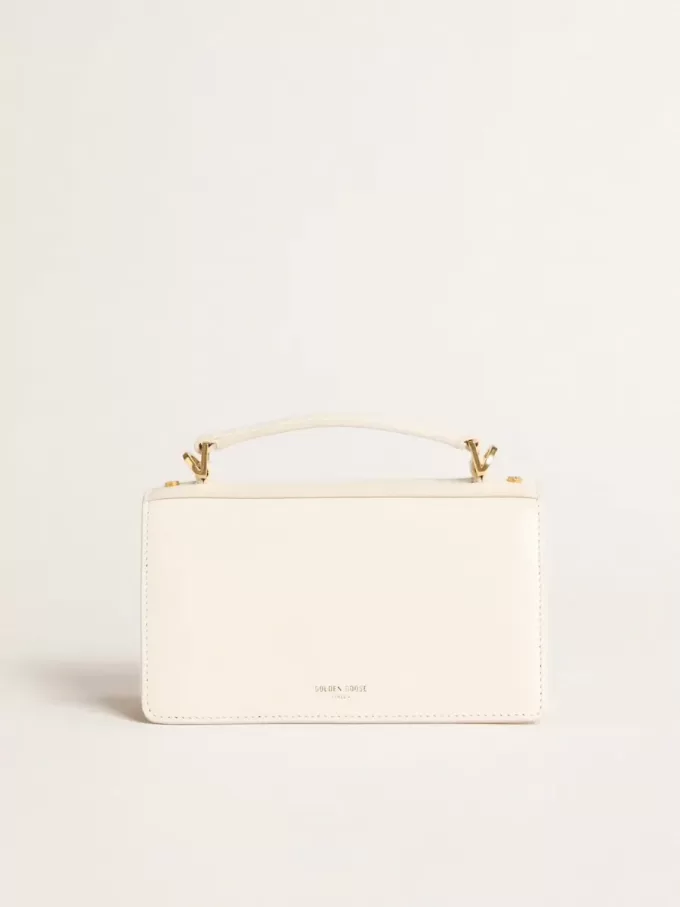 Kleine Venezia-tas in botergeel leer met gouden details