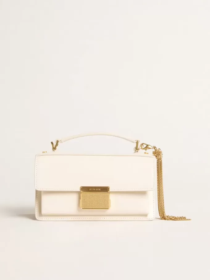 Kleine Venezia-tas in botergeel leer met gouden details