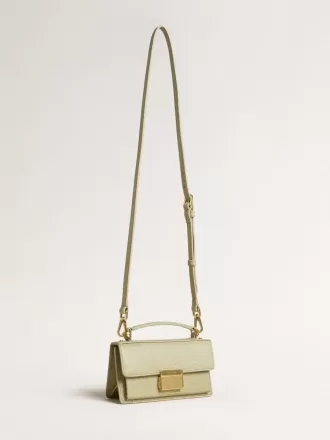 Kleine Venezia-tas in lichtgroen pythonleer met gouden details
