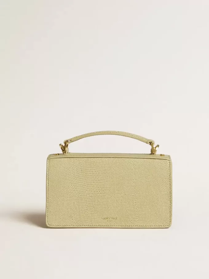 Kleine Venezia-tas in lichtgroen pythonleer met gouden details