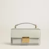 Kleine Venezia-tas in mineraalgrijs leer met gouden details