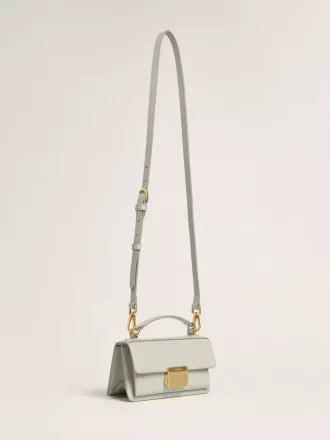 Kleine Venezia-tas in mineraalgrijs leer met gouden details