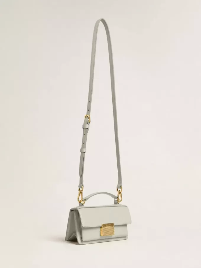 Kleine Venezia-tas in mineraalgrijs leer met gouden details