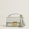 Kleine Venezia-tas in mineraalgrijs leer met gouden details