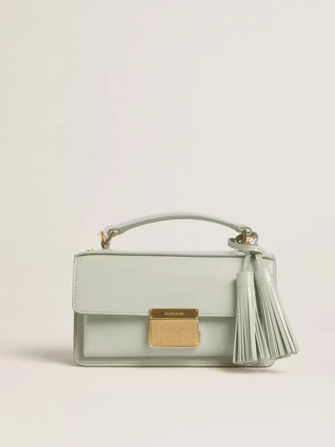 Kleine Venezia-tas in mineraalgrijs leer met gouden details