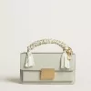 Kleine Venezia-tas in mineraalgrijs leer met gouden details