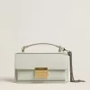 Kleine Venezia-tas in mineraalgrijs leer met gouden details