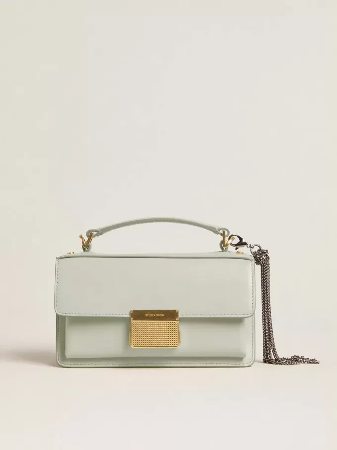 Kleine Venezia-tas in mineraalgrijs leer met gouden details