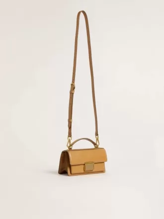 Kleine Venezia-tas in tabakskleurig leer met gouden details