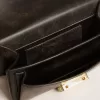 Kleine Venezia-tas in zwart distressed leer met gouden details