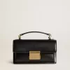 Kleine Venezia-tas in zwart leer met gouden details