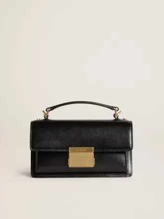 Kleine Venezia-tas in zwart leer met gouden details