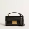 Kleine Venezia-tas in zwart leer met gouden details