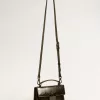 Kleine Venezia-tas in zwart metallic leer met zwarte details