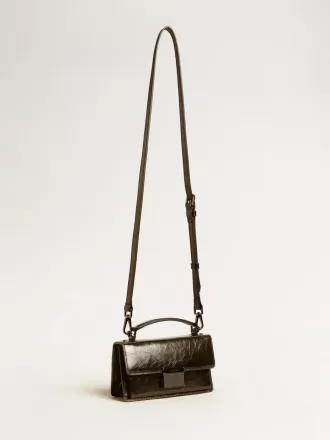 Kleine Venezia-tas in zwart metallic leer met zwarte details