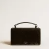 Kleine Venezia-tas in zwart metallic leer met zwarte details
