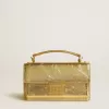 Kleine Venezia-tas van goudkleurig metallic leer met gouden details
