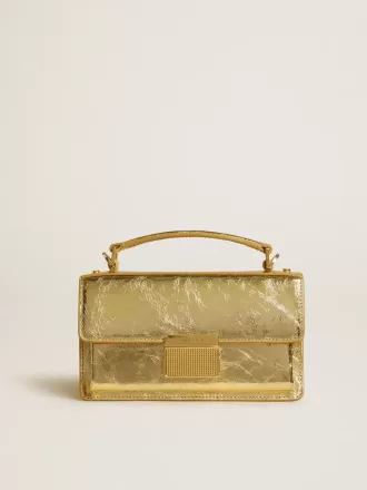 Kleine Venezia-tas van goudkleurig metallic leer met gouden details