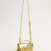 Kleine Venezia-tas van goudkleurig metallic leer met gouden details