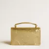 Kleine Venezia-tas van goudkleurig metallic leer met gouden details
