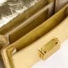 Kleine Venezia-tas van goudkleurig metallic leer met gouden details