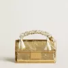 Kleine Venezia-tas van goudkleurig metallic leer met gouden details