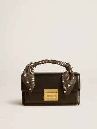 Kleine Venezia-tas van zwart leer met zijden sjaal