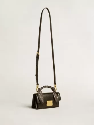 Kleine Venezia-tas van zwart leer met zijden sjaal