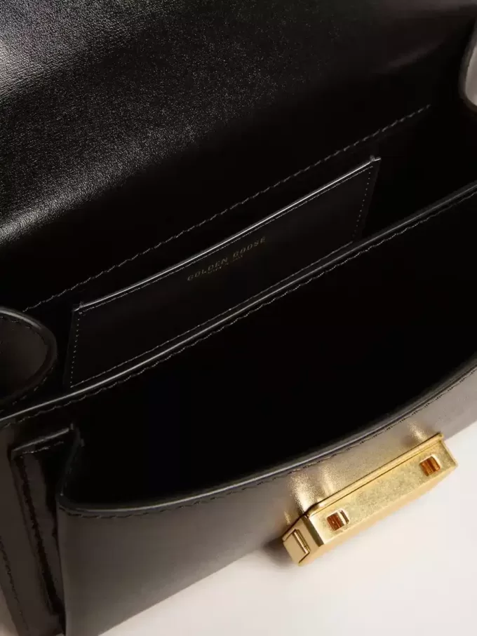 Kleine Venezia-tas van zwart leer met zijden sjaal