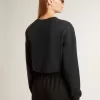 Kort katoenen sweatshirt voor dames met kristallen op de voorkant