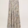 Lange plooirok voor dames met veelkleurige bloemenprint met pailletten
