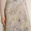 Lange plooirok voor dames met veelkleurige bloemenprint met pailletten