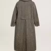 Lange visgraatjas voor dames met gele details