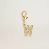 Letter W-bedeltje van goudkleurig messing met kristallen