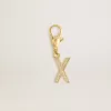 Letter X-bedeltje van goudkleurig messing met kristallen