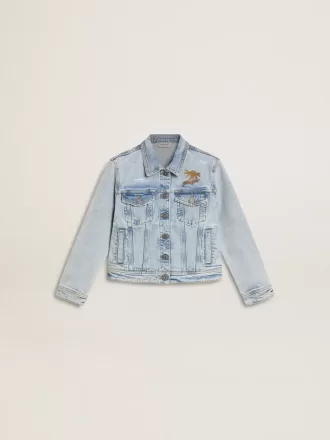 Licht denim jack met borduursel