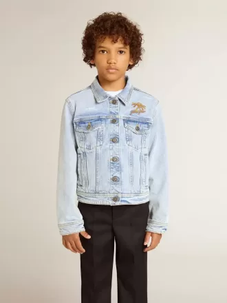 Licht denim jack met borduursel