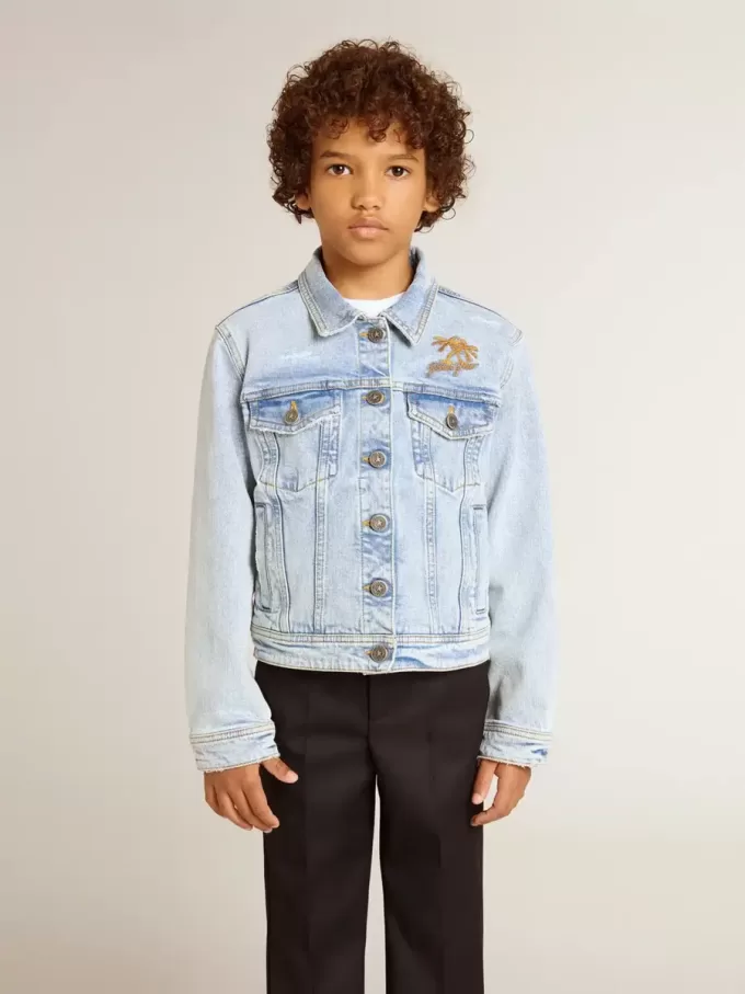 Licht denim jack met borduursel