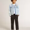 Licht denim jack met borduursel