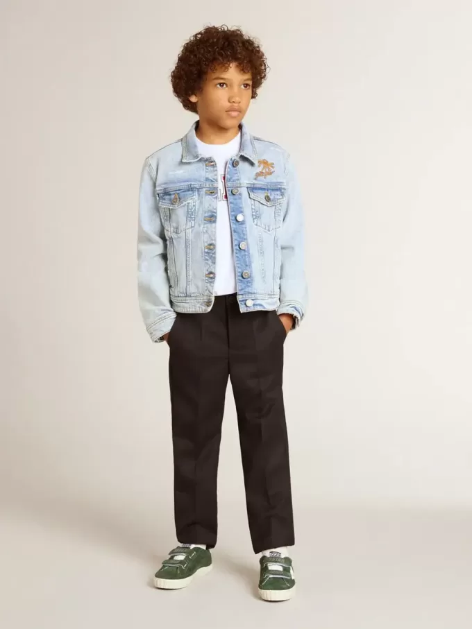 Licht denim jack met borduursel