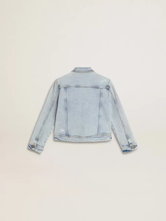 Licht denim jack met borduursel