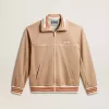 Lichtbeige herensweatshirt met ritssluiting en wit logo